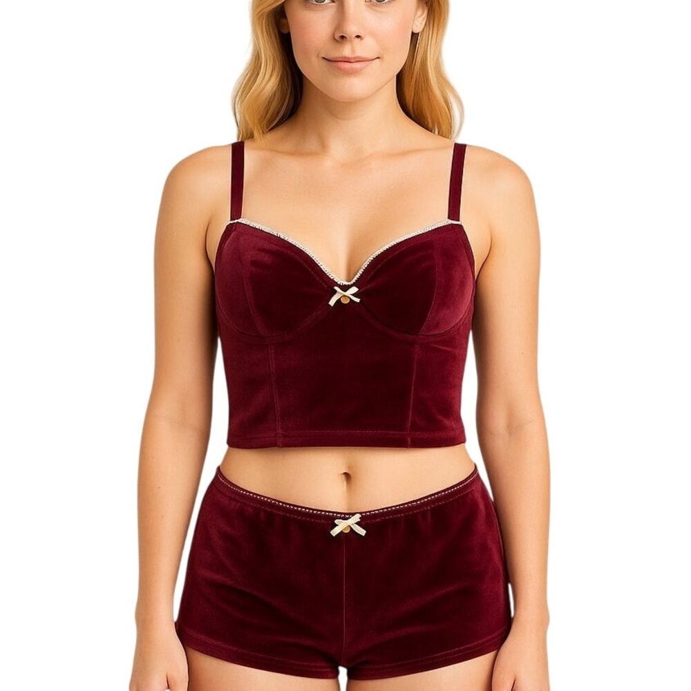 Rampage Velvet Lingerie Set Bra Top & Shorts Size M – NWT
